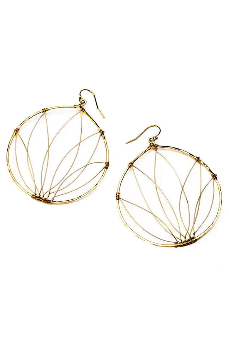 Selena Lotus Large Hoop Earrings