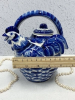 Чайник заварочный фарфоровый Петушок Гжель посуда