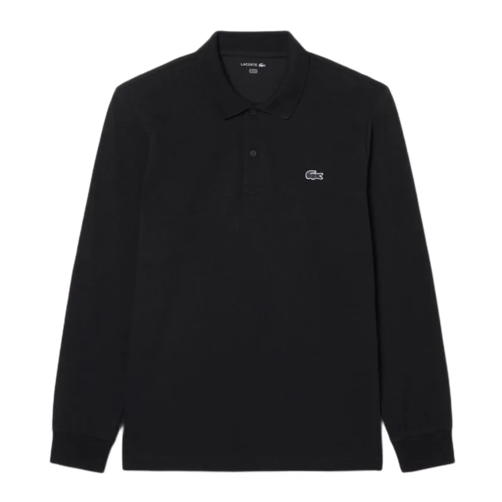 Мужское теннисное поло Lacoste Regular Fit Long Sleeved Cotton - black