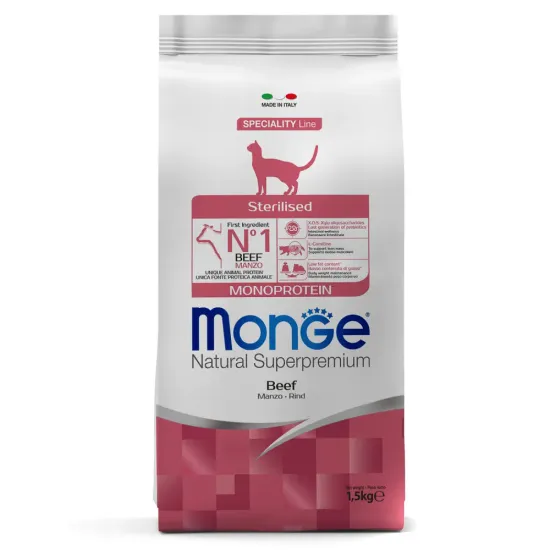Monge Cat Monoprotein Sterilised Beef сухой корм для стерилизованных кошек с говядиной (1,5)