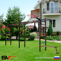 Уличная шведская стенка Sv Sport рукоход х 2 У50911К (Турник/Брусья/Скамья/Щит баскет/Кронш бокс)