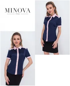 Блуза 1051-синий с розовым Minova