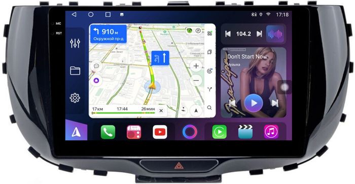 Магнитола для KIA Soul 3 2018-2024 (ШГУ монохром) - FarCar S500-TS10 монитор 9.5" QLED на Android 14, Быстрая, CarPlay, 4G SIM-слот