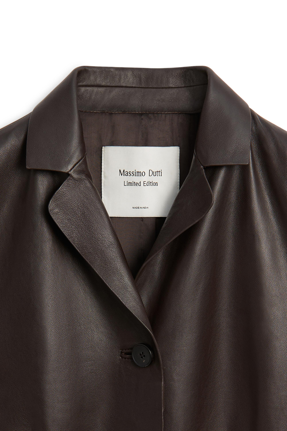 Massimo Dutti Приталенное кожаное пальто - Limited Edition, коричневый