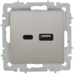 BRITE Розетка USB A+C 18Вт РЮ11-1-БрГН металл хром/никель IEK