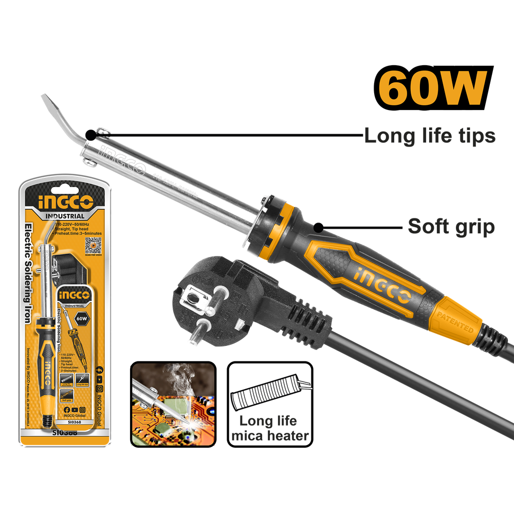 Паяльник электрический INGCO SI0368 INDUSTRIAL 60 Вт Паяльник электрический INGCO SI0368 INDUSTRIAL 60 Вт