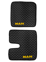 Ковры MAN TGX с 1-м ящиком (механика) (экокожа, черный, черный кант, желтая вышивка)
