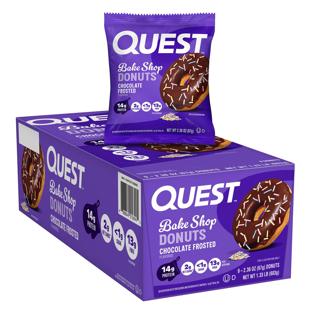 Quest Nutrition, Bake Shop Donuts, пончики для выпечки, в шоколадной глазури, 9 пончиков по 67 г (2,36 унции)