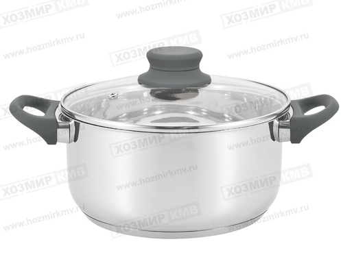(Appetite Polly HU14573) Кастрюля из нержавейки со стеклянной крышкой 5,7л