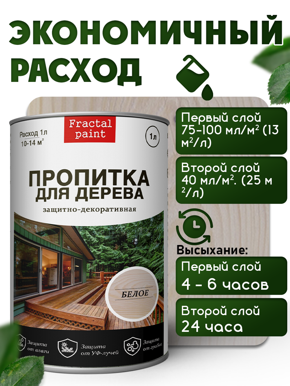 Пропитка для дерева защитно-декоративная «Белая»