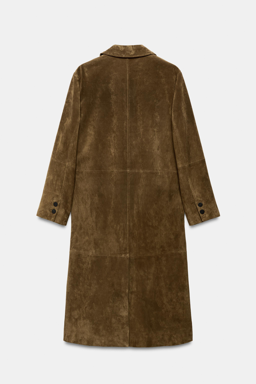 ZARA ДЛИННОЕ ПАЛЬТО ИЗ 100% КОЖИ — ZW COLLECTION, ОЛИВКОВЫЙ