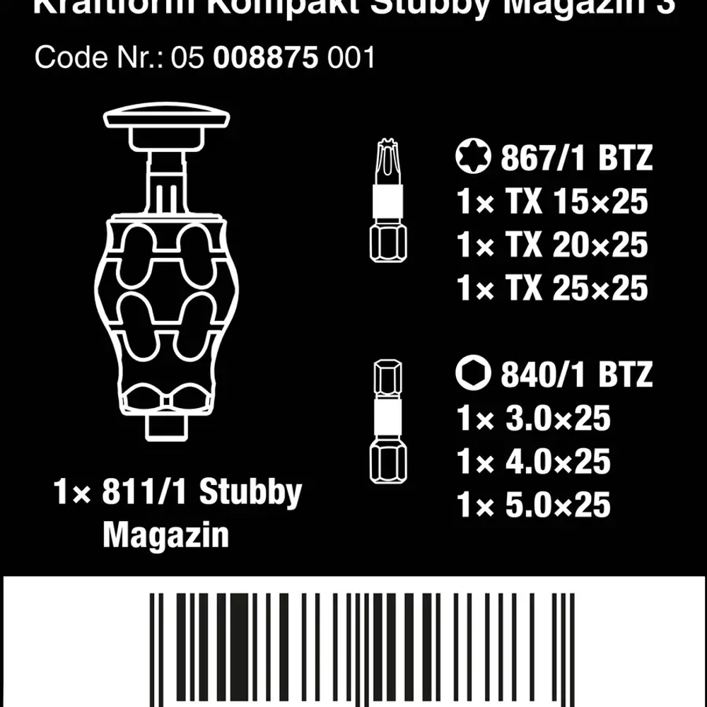 Набор Kraftform Kompakt Stubby магазин 3, 6 предметов WERA 05008875001