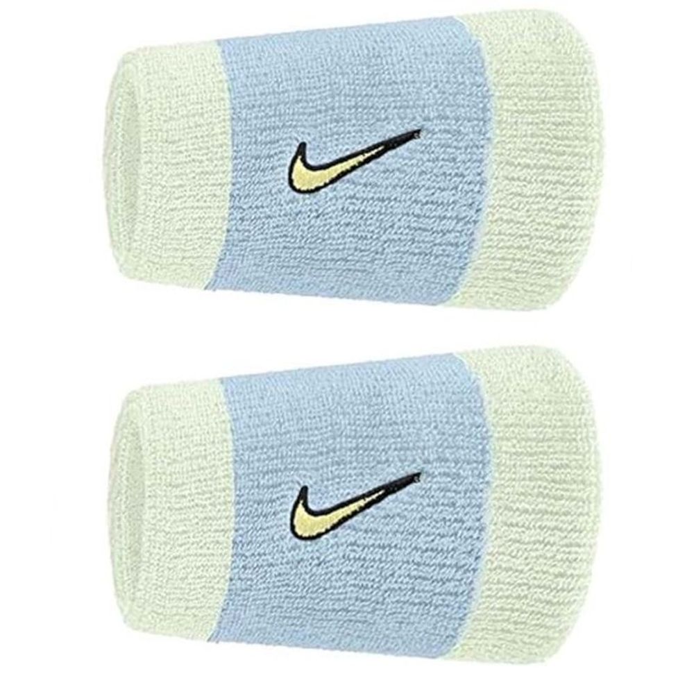 Напульсник теннисный Nike Swoosh Double Wide 2P - cream/sky blue