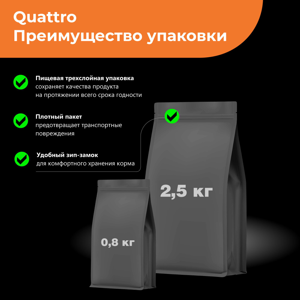 Корм сухой для взрослых собак породы Хаванез, с индейкой, 800 гр, QUATTRO