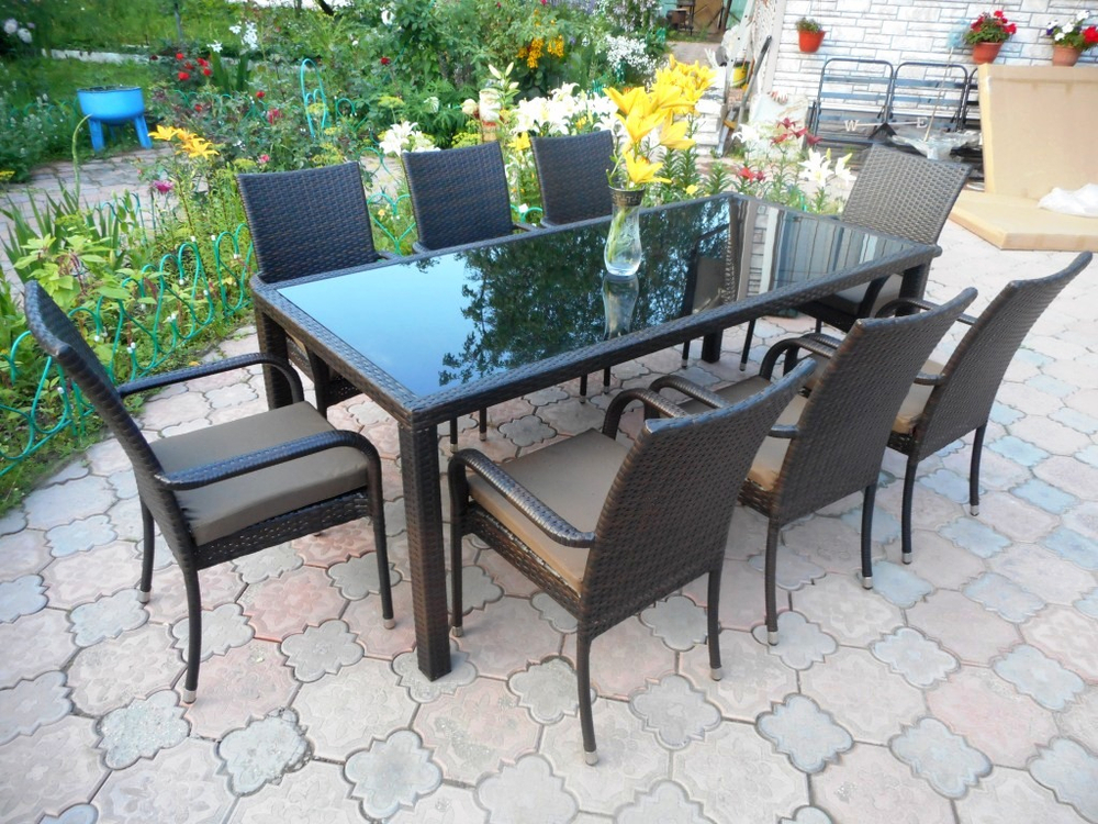 Гарнитур обеденной мебели из искусственного ротанга НИЛАМИТО "NILAMITO" Dark brown
