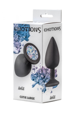 Чёрная анальная пробка Emotions Cutie Large с прозрачным кристаллом - 10 см.