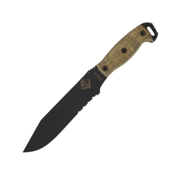 Цена наНож с фиксированным клинком полусеррейторный Ontario RD7 Black micarta, сталь 5160, рукоять микарта