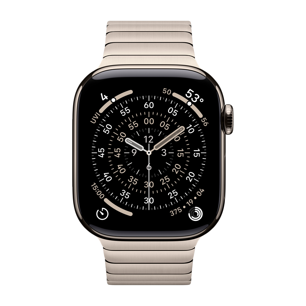 Умные часы Apple Watch Series 11 GPS + Cellular, 42mm, Gold Titanium Case with Natural Link Bracelet