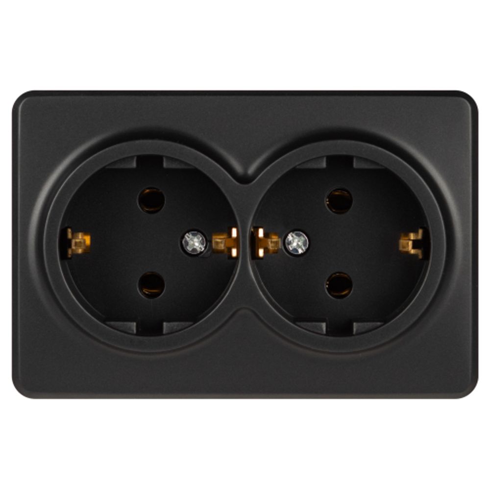 Розетка ЭРА Эксперт 11-2205-05 двойная с заземлением 2х2P+E Schuko IP20 16A-250В ОУ антрацит | Эра Эксперт