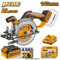 Аккумуляторная циркулярная пила BL 20B 140мм. 1хАКБ 4Ач и ЗУ SUPER INGCO CSLI14021 INDUSTRIAL