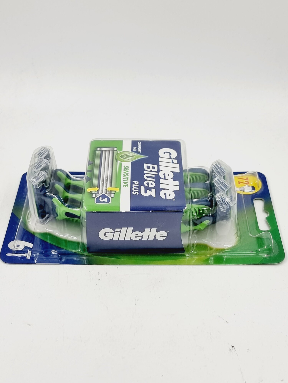 Gillette Blue3  plus Sensitive Одноразовые станки с 3 лезвиями плавающая головка 6 шт