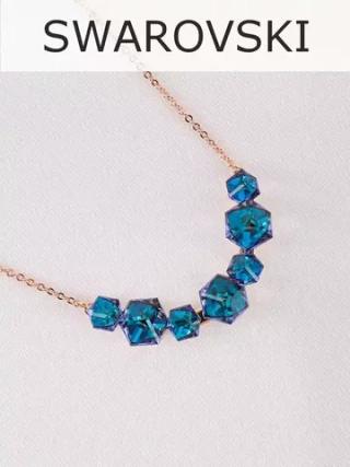 Колье дуга Мираж с синими кристаллами Swarovski
