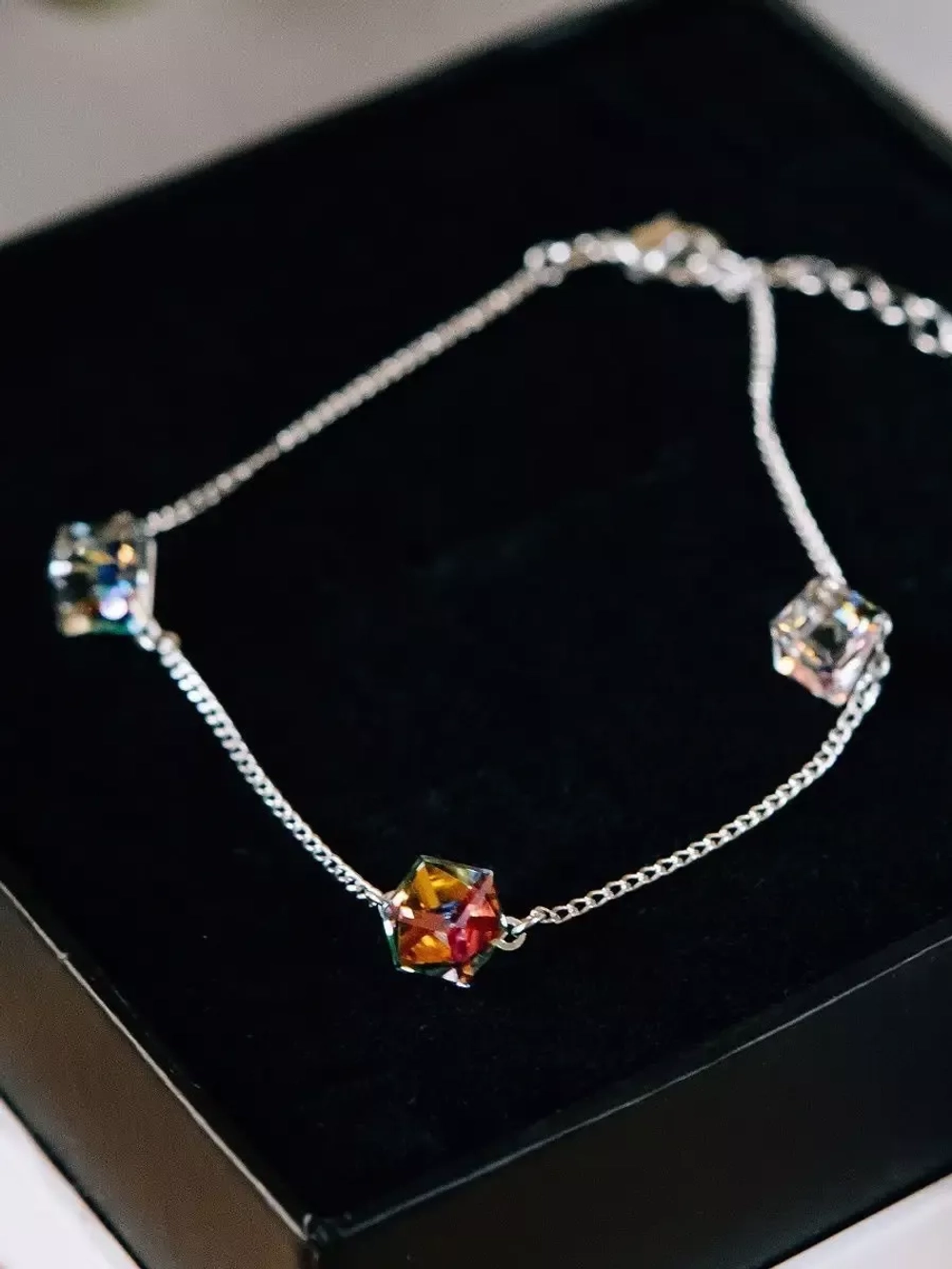Браслет Миражи с зелеными кристаллами-хамелеонами Swarovski