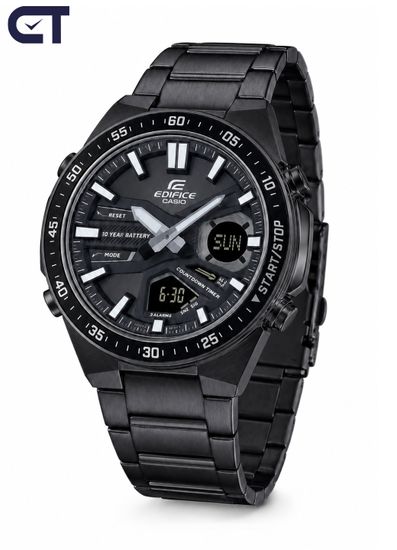 CASIO EFV-C110DC-1ADF EDIFICE мужские наручные часы — чёрная аналогово-цифровая модель с 10-летней батареей