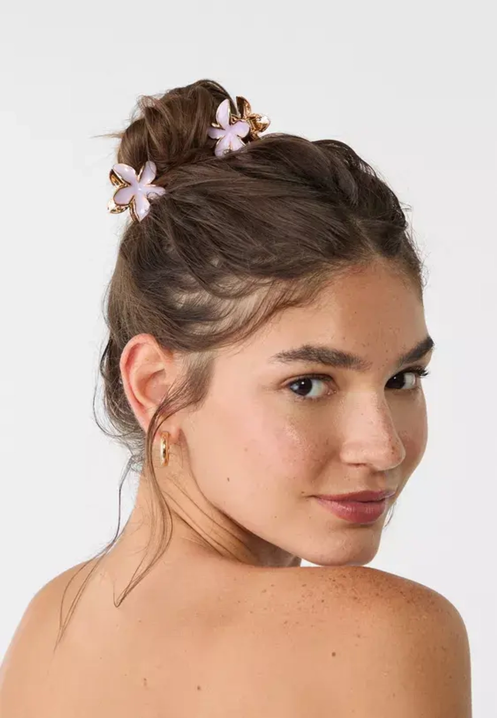 STRADIVARIUS Набор из 3 мини-заколок для волос в виде цветов, сиреневый