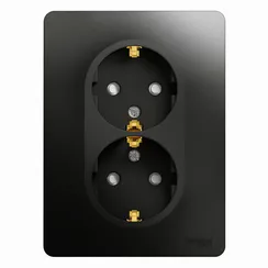 Розетка с заземлением и защитными шторками Systeme Electric Glossa Антрацит GSL000726