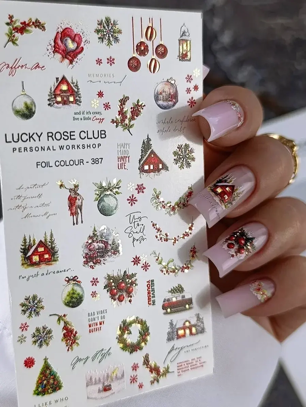 Lucky Rose Слайдеры наклейки для длинных ногтей 387
