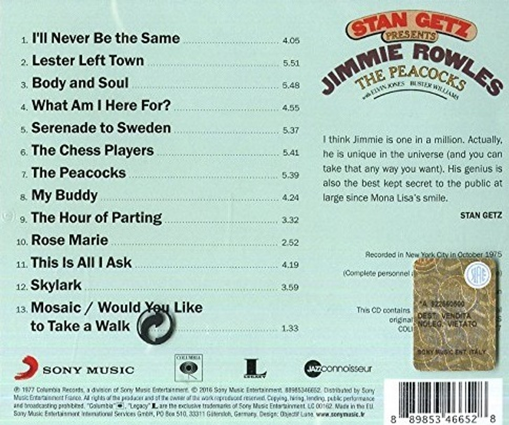 Stan Getz, Jimmie Rowles / Stan Getz Presents Jimmie Rowles - The Peacocks (CD)
