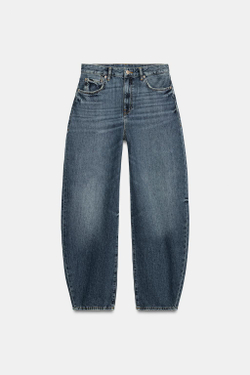 ZARA ДЖИНСЫ CURVED STRAIGHT СО СРЕДНЕЙ ПОСАДКОЙ — ZW COLLECTION, СИНИЙ