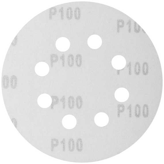 Круги шлифовальные 5 шт., 125 мм, Р100, 8 отверстий FIT IT 39665
