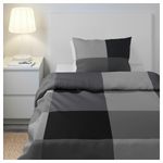 Комплект постельного белья IKEA BRUNKRISSLA (БРУНКРИСЛА), Односпальный, Черно-серый, 150x200, 50x80 см