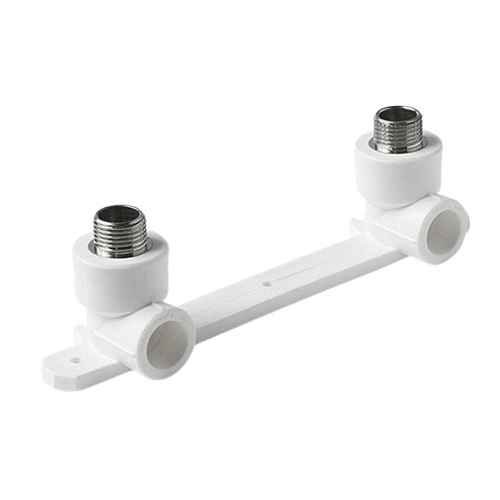 Угольник установочный двойной ПП 20-1/2'' PN 25, с наружной резьбой, белый, Valfex