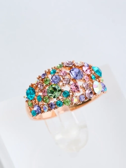 Кольцо Россыпь из разноцветных камней Swarovski