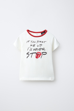 ZARA ФУТБОЛКА С ПРИНТОМ ROLLING STONES ©, БЕЛЫЙ