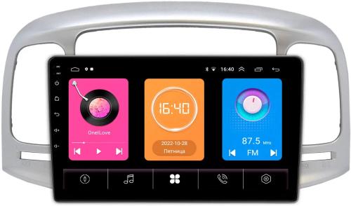 Магнитола для Hyundai Verna 2006-2010 (рамка серебро) - GT9-069 на Android 10