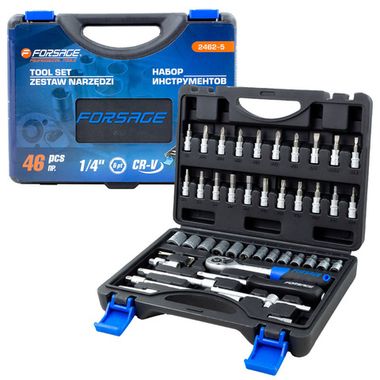 Набор инструмента 46пр. 1/4''(6-гран.)(4-14мм) Forsage F-2462-5