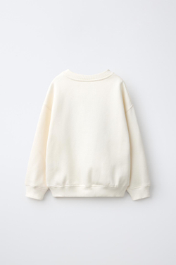 ZARA ТОЛСТОВКА С НАШИВКОЙ НЬЮ-ЙОРК, ЭКРЮ