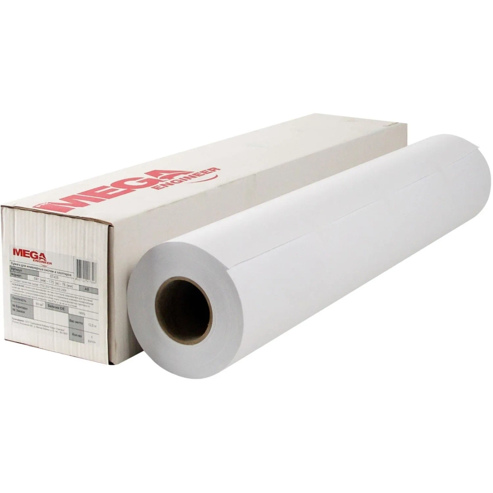 Бумага широкоформатная Комус (ProMega engineer) 80 г/кв.м, длина 175 м, ширина 841 мм, диаметр втулки 76 мм