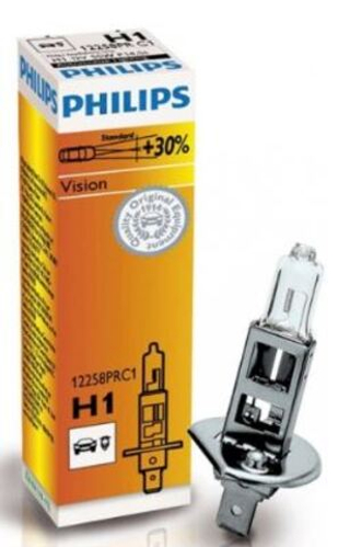 Автолампа H1 12V 55W (P14,5s) Philips  +30% Vision #12258PRC1 ORIGINAL