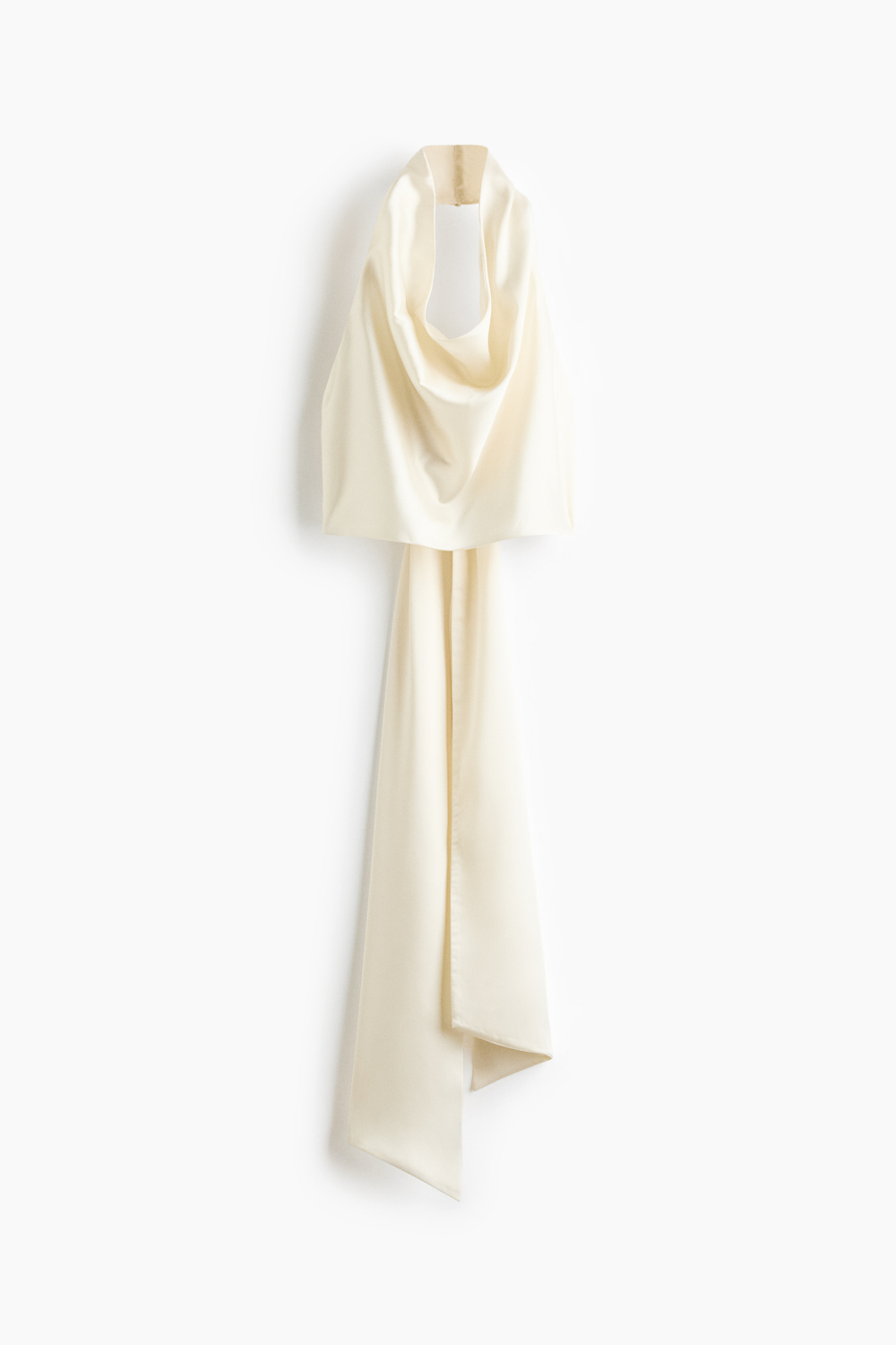 Короткий атласный топ с завязкой на шее - H&M