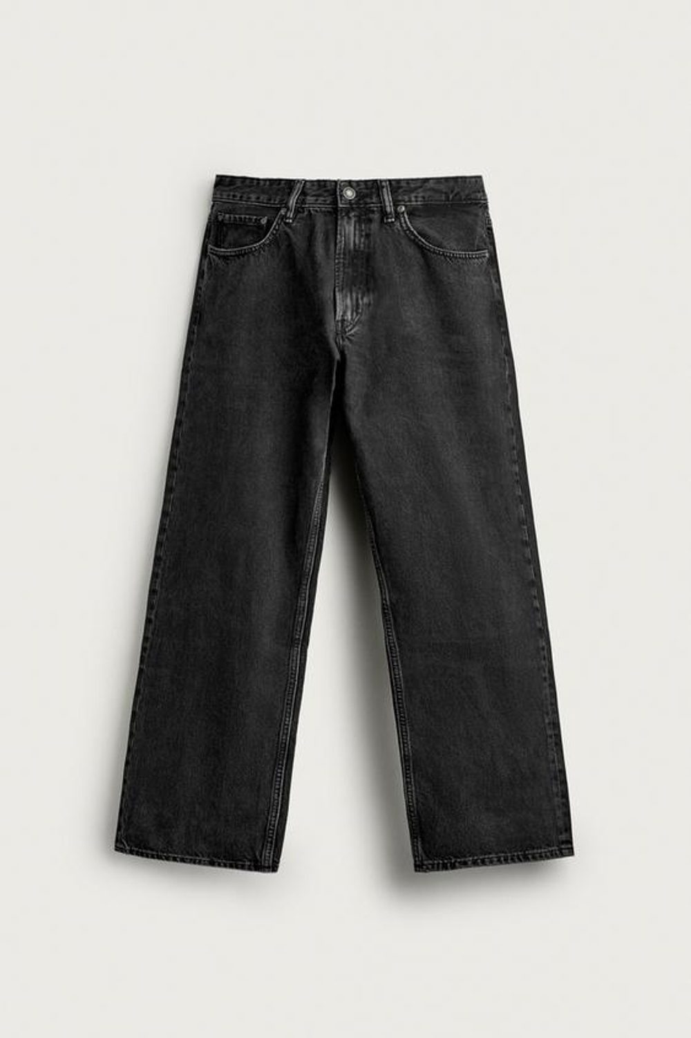 ZARA ДЖИНСЫ LOOSE FIT В ПОЛОСКУ, ЧЕРНЫЙ