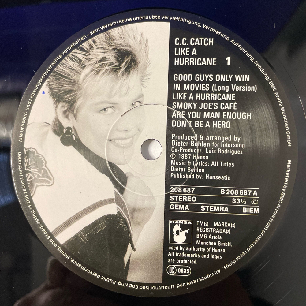 Винтажная виниловая пластинка LP C.C. Catch Like A Hurricane (Германия 1987)