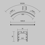 Радиусный профиль Maytoni 35x35 Ø1500мм 1/4 круга черный ALM-3535R-B-D-90°-1.5M