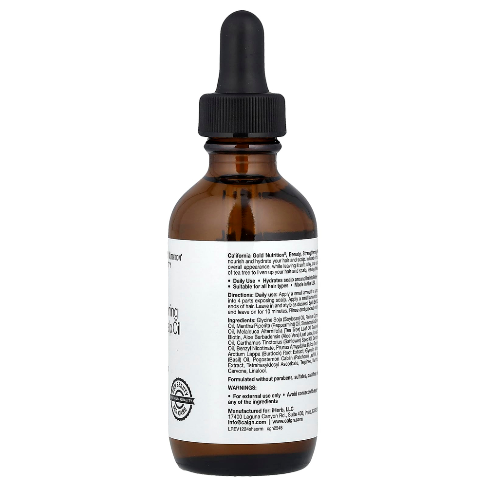 California Gold Nutrition, укрепляющее масло для волос и кожи головы, биотин, розмарин и мята, 59 мл (2 жидк. унции)