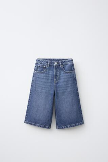ZARA- FRUIT OF THE LOOM™ ДЛИННЫЕ ДЖИНСОВЫЕ ШОРТЫ, СИНИЙ