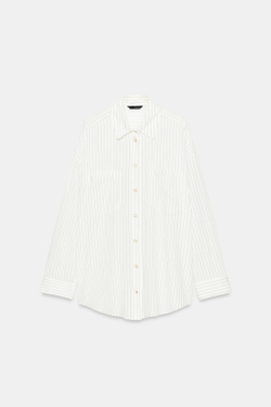 ZARA РУБАШКА В ПОЛОСКУ, БЕЛЫЙ/ЧЕРНЫЙ